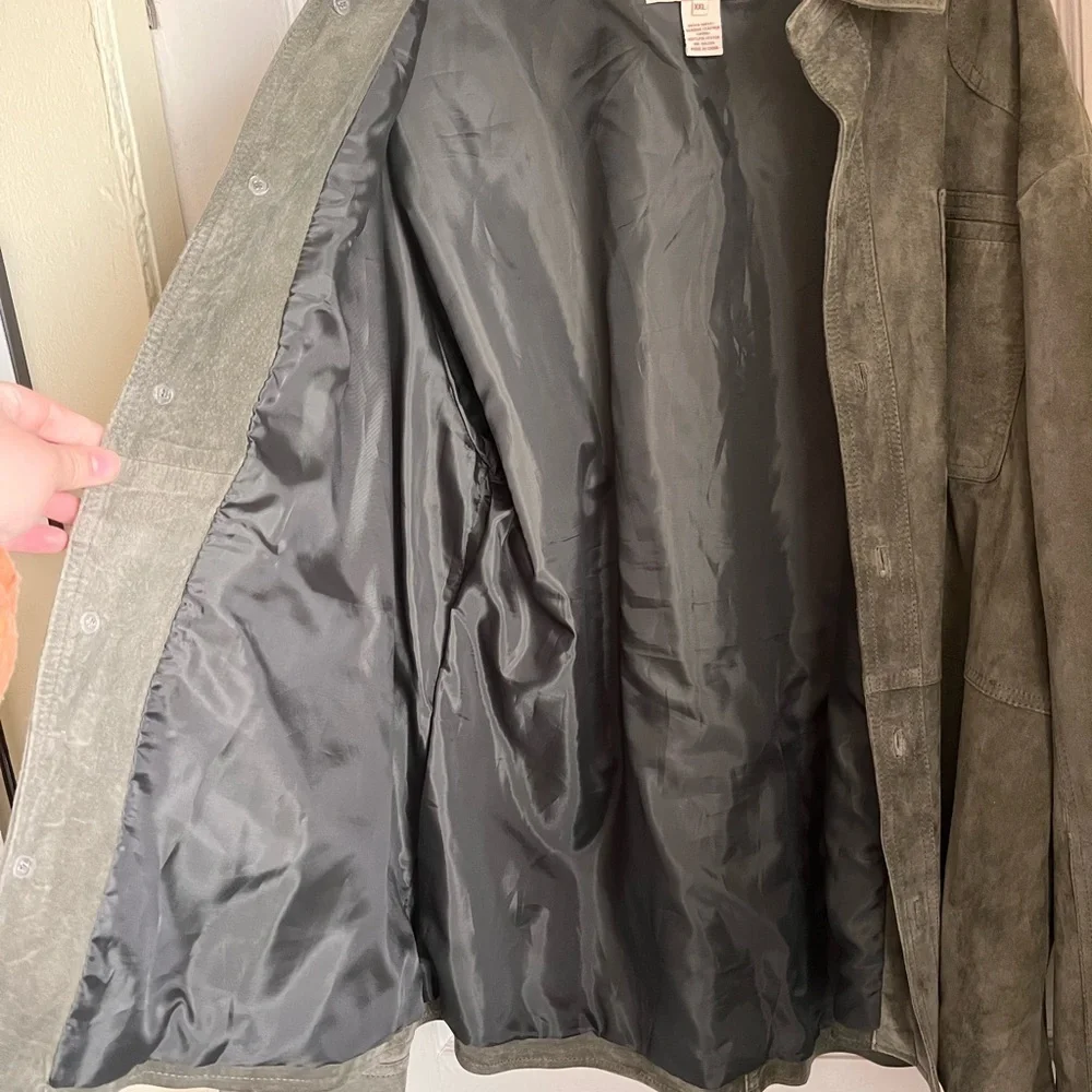 Sundance Suede Olive Green Leather Jacket Size XXL